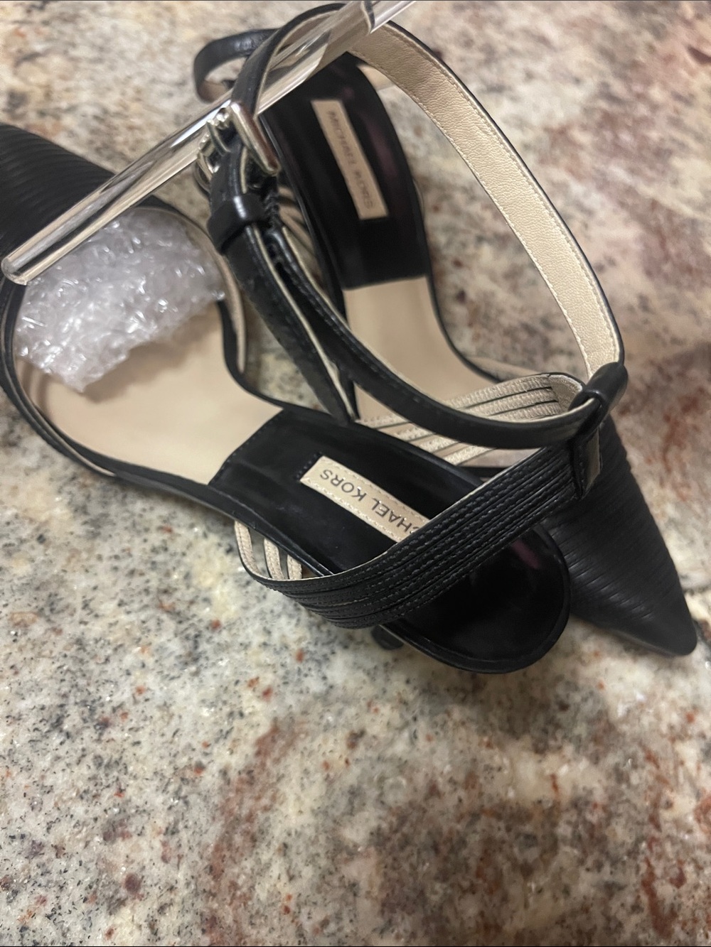 Michael Kors Black Pointed Toe Ankle-Strap Heels size 9 1/2
